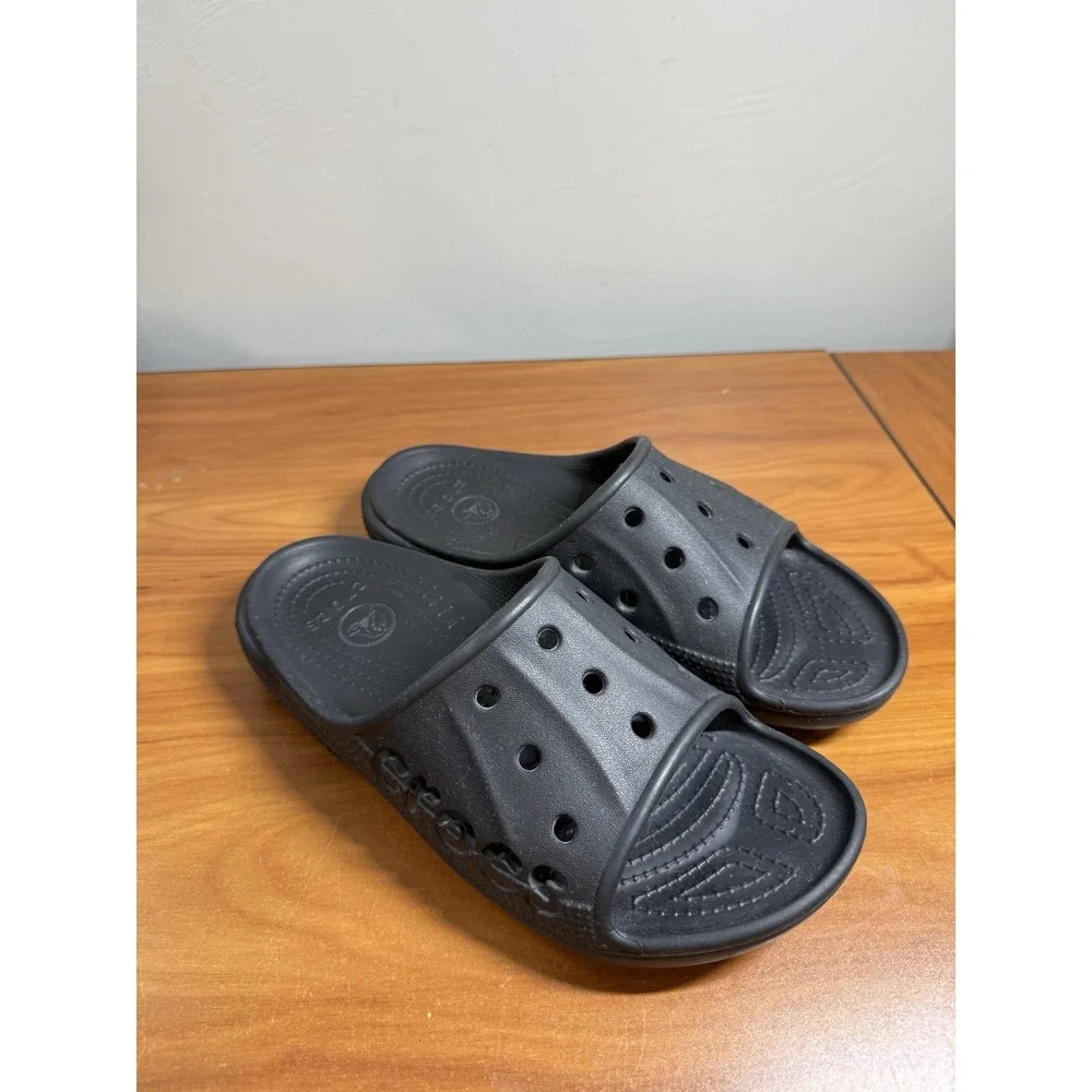 Crocs Baya II Slide Iconic Comfort Black Slides Beach Travel Vacation M8 W10